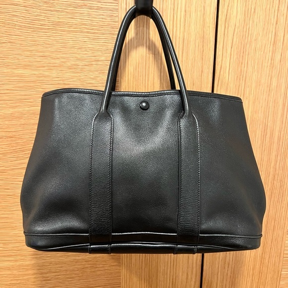 HERMESGarden Party ToteBlack LeatherExcellent ConditionCOA included